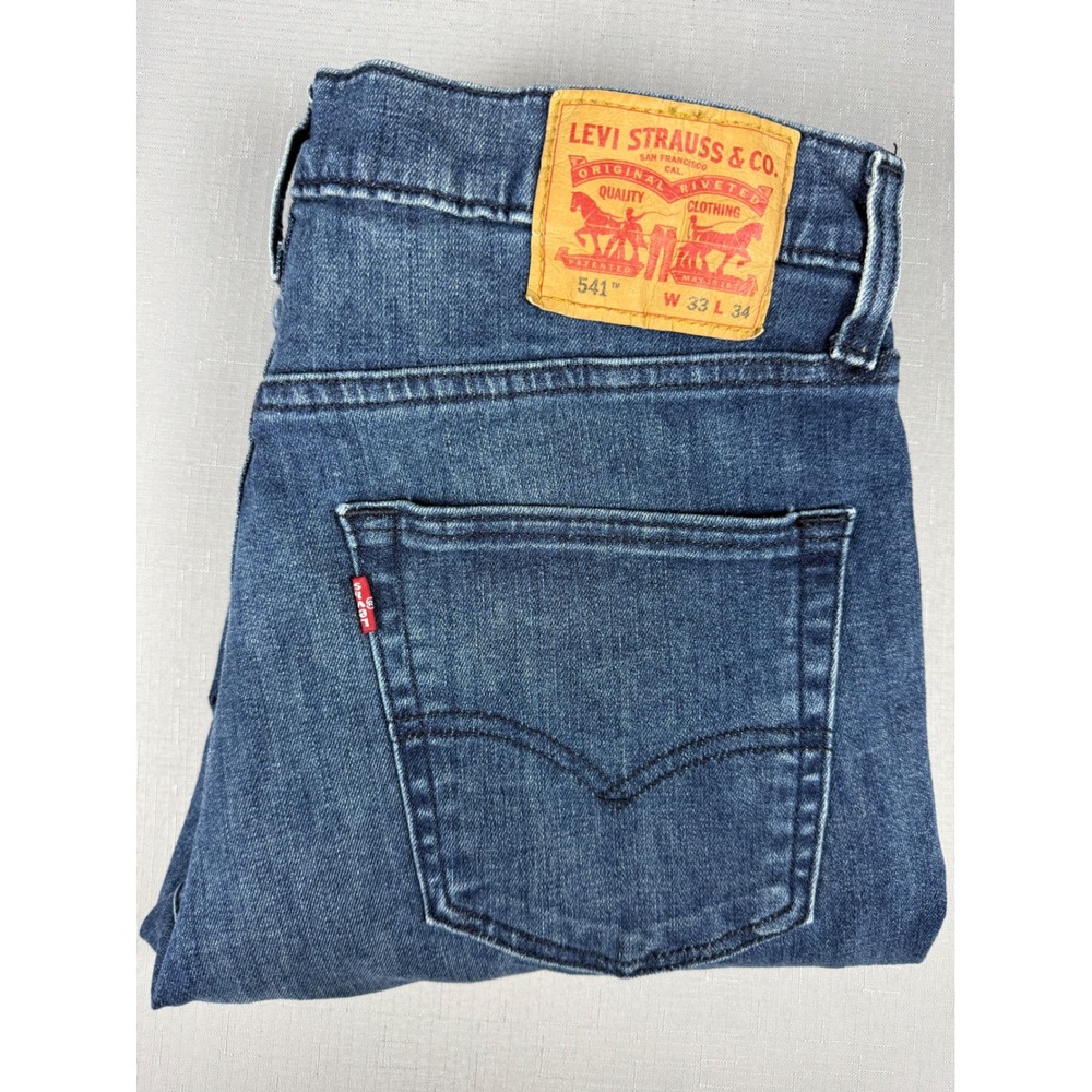 Levis 541 Athletic Taper Jeans Mens 33x34 Blue Medium Wash Stretch 18181-0216 - Picture 1 of 12